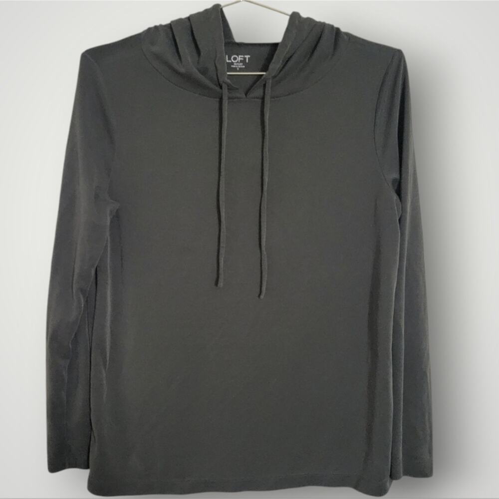 LOFT Top Size Small S Modal Jersey Knit Long Sleeve Hooded Gray